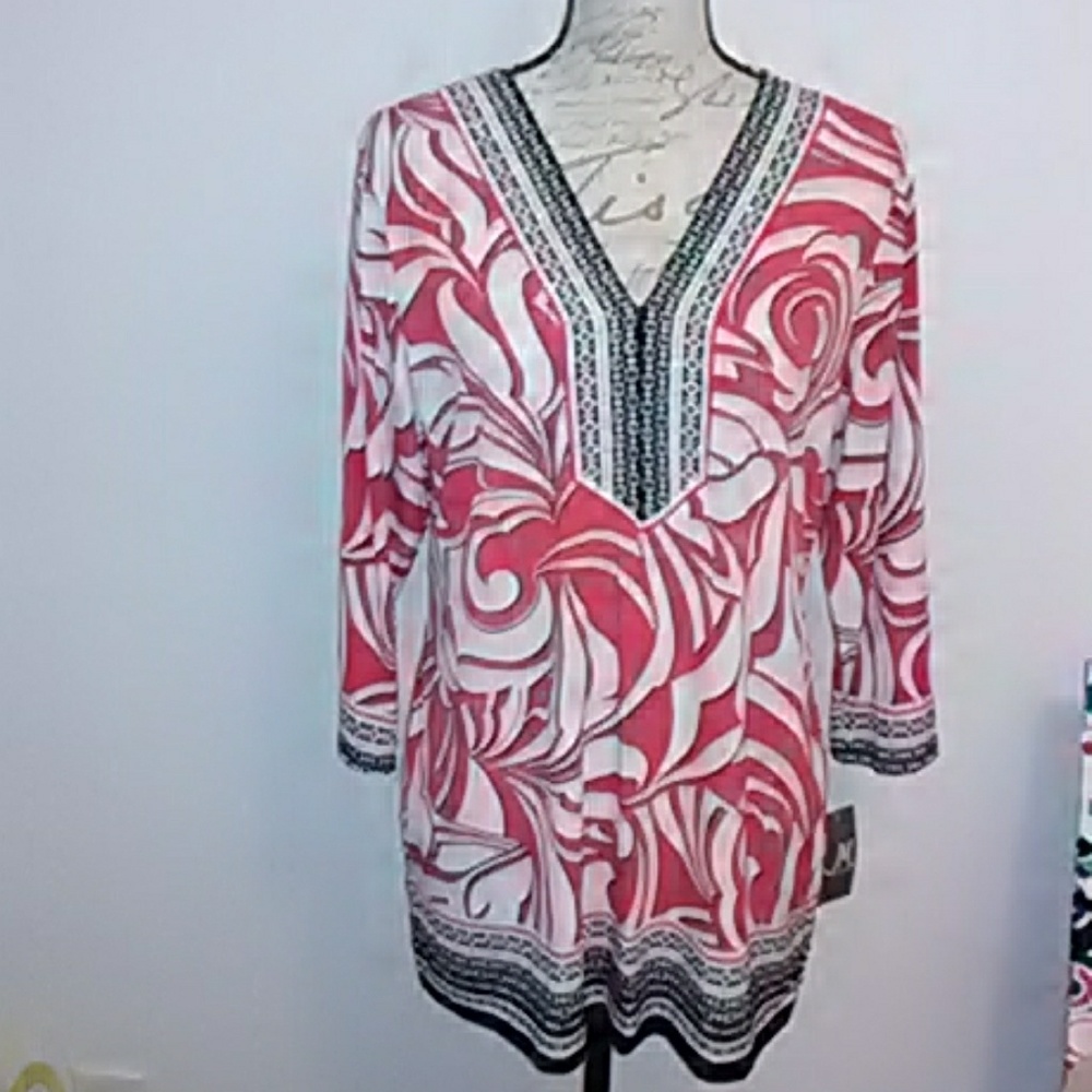 JM Collection rose color flowy blouse